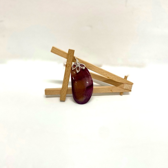 HANDMADE Mookaite Jasper Wire Wrapped Statement Pendant with SS Bead Accent - Picture 6 of 8